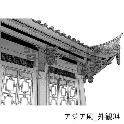 アジア風の背景集_セット1（外観 室内）_トーン