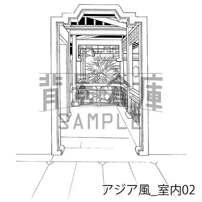 アジア風の背景集_セット1（外観 室内）_トーン