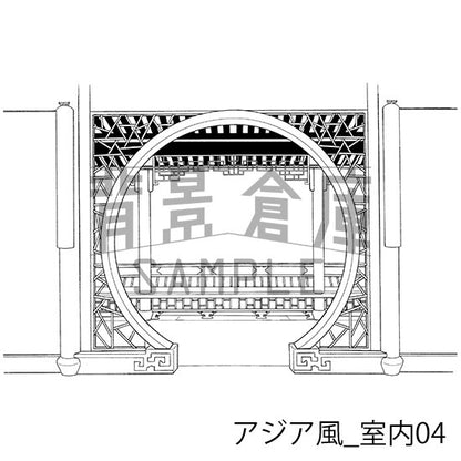 アジア風の背景集_セット1（外観 室内）_トーン