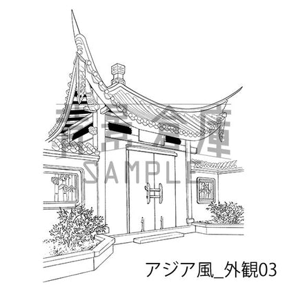 アジア風の背景集_セット1（外観 室内）_トーン