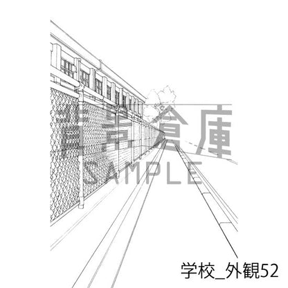 学校_背景素材集30（外観）_トーン