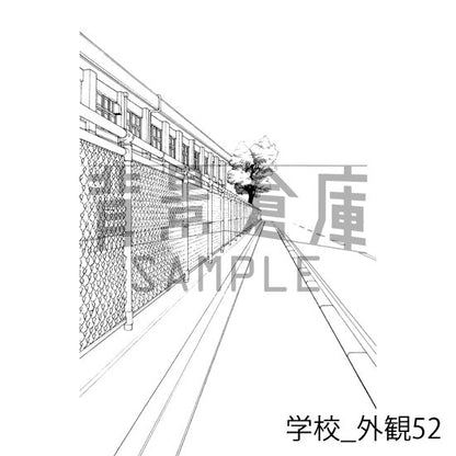 学校_背景素材集30（外観）_トーン