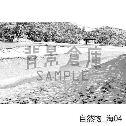 海の背景（トーンつき）です。