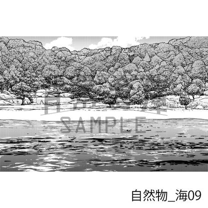 海の背景（トーンつき）です。