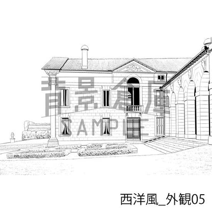 西洋風_背景素材集17（外観 室内）_トーン