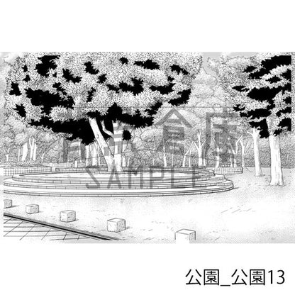 公園_背景素材集2（公園）_トーン