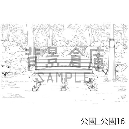 公園_背景素材集2（公園）_トーン