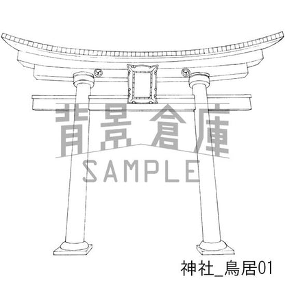 神社_鳥居01_トーン