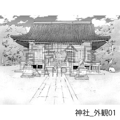 神社_背景素材集1（外観・参道）_トーン