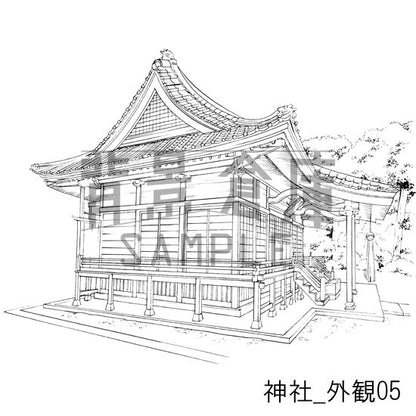 神社_背景素材集1（外観・参道）_トーン