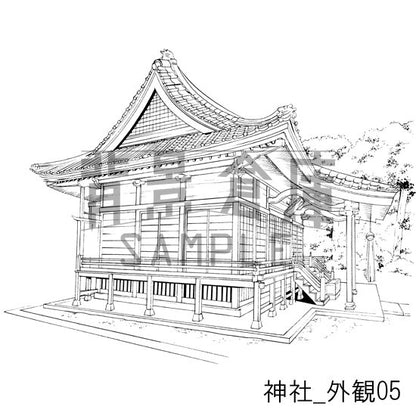 神社_背景素材集1（外観・参道）_トーン