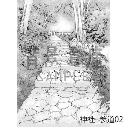 神社_背景素材集1（外観・参道）_トーン