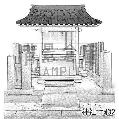神社_背景素材集1（外観・参道）_トーン