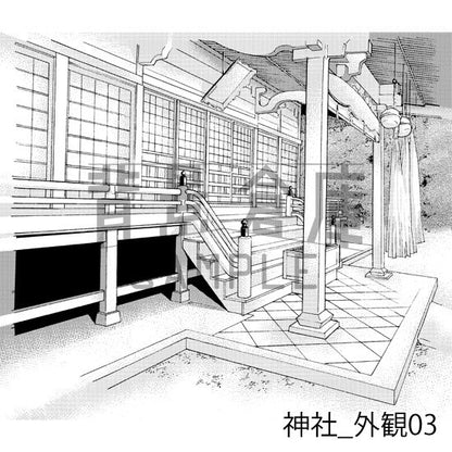 神社_背景素材集1（外観・参道）_トーン