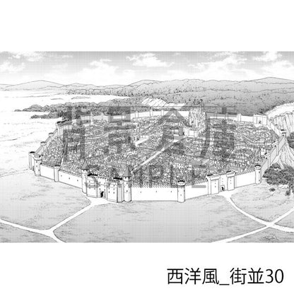 西洋風の街並（トーンつき）です。