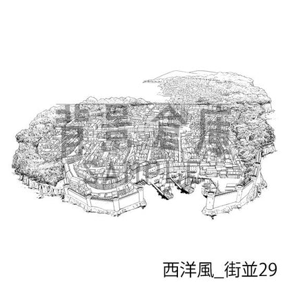 西洋風_背景素材集18（街並）_トーン