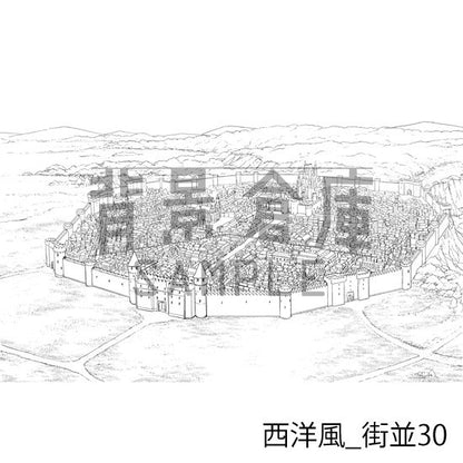 西洋風_背景素材集18（街並）_トーン