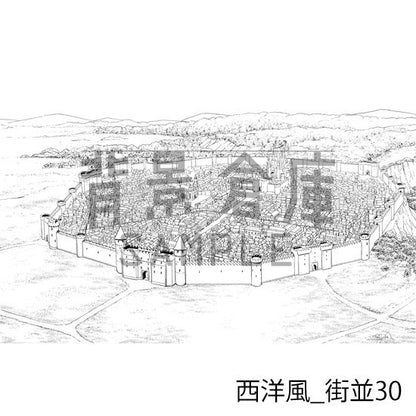 西洋風_背景素材集18（街並）_トーン