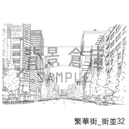 繁華街_街並32_トーン
