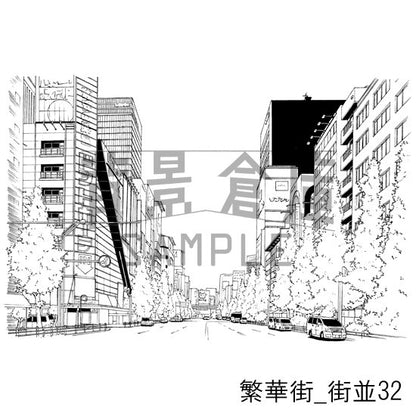 繁華街_背景素材集6（街並）_トーン