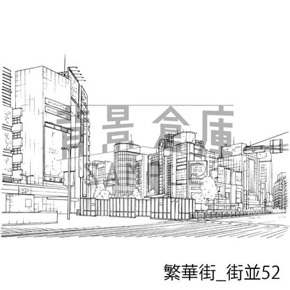 繁華街_背景素材集9（街並）_トーン