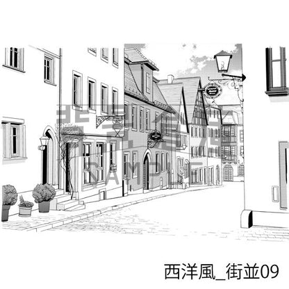 西洋風の街並（トーンつき）です。