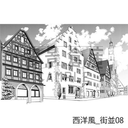 西洋風_背景素材集11（街並）_トーン