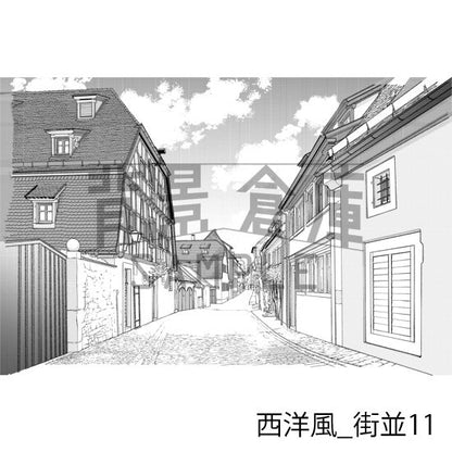 西洋風_背景素材集11（街並）_トーン