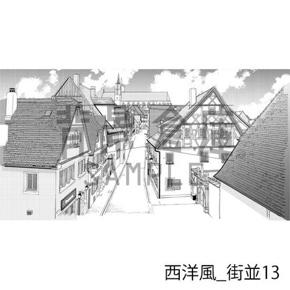 西洋風_背景素材集11（街並）_トーン