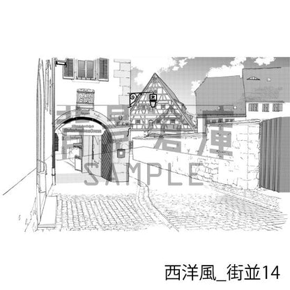 西洋風_背景素材集11（街並）_トーン