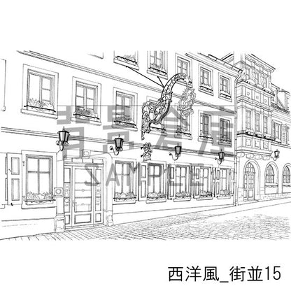 西洋風_背景素材集11（街並）_トーン