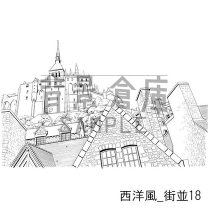 西洋風_街並18_トーン