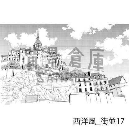 西洋風_背景素材集12（街並）_トーン