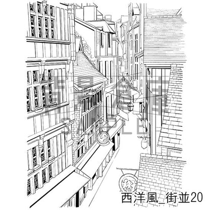 西洋風_背景素材集12（街並）_トーン