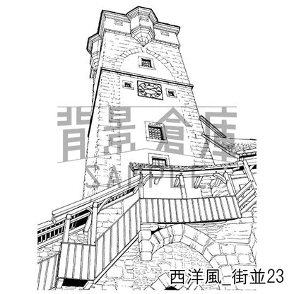 西洋風_背景素材集12（街並）_トーン