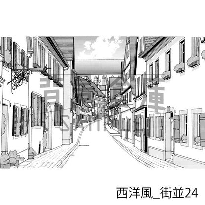 西洋風_背景素材集12（街並）_トーン