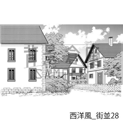 西洋風_背景素材集16（街並）_トーン