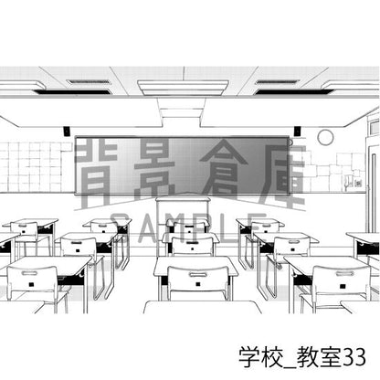 学校_背景素材集33（教室）_トーン
