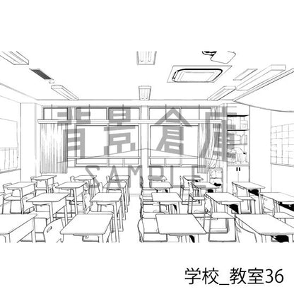 学校_背景素材集33（教室）_トーン