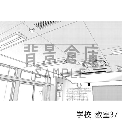 学校_背景素材集33（教室）_トーン