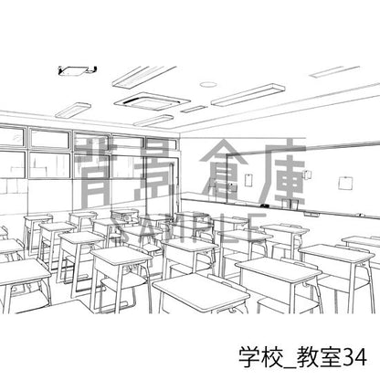学校_背景素材集33（教室）_トーン