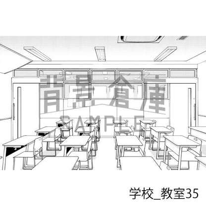 学校_背景素材集33（教室）_トーン