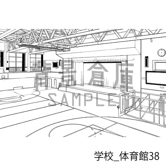 学校_背景素材集34（体育館）