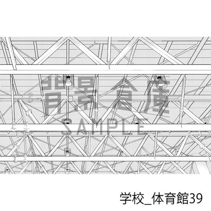 学校の体育館の背景（トーンつき）です。