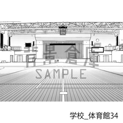 学校_背景素材集34（体育館）_トーン