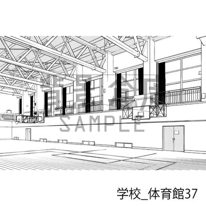 学校_背景素材集34（体育館）_トーン