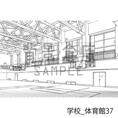 学校_背景素材集34（体育館）_トーン