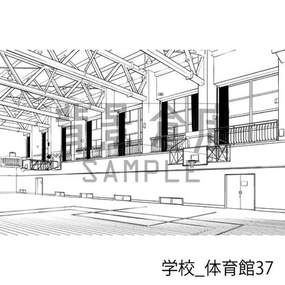 学校_背景素材集34（体育館）_トーン