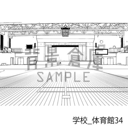 学校_背景素材集34（体育館）_トーン