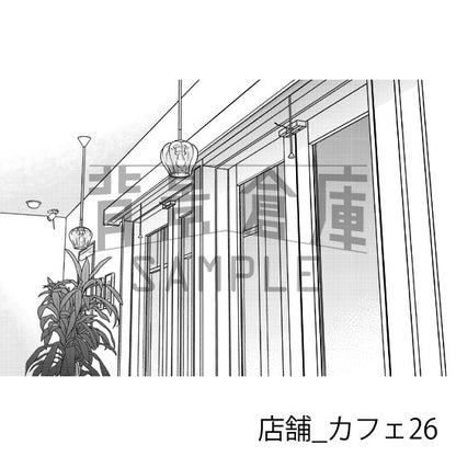 カフェの背景（トーンつき）です。
